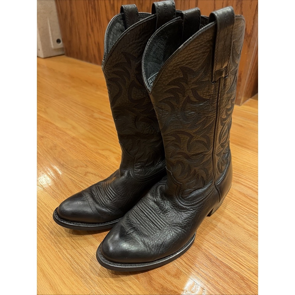 Ariat Heritage R Toe Western Boot Black Deertan Mens 9.5D Medium Leather Cowboy